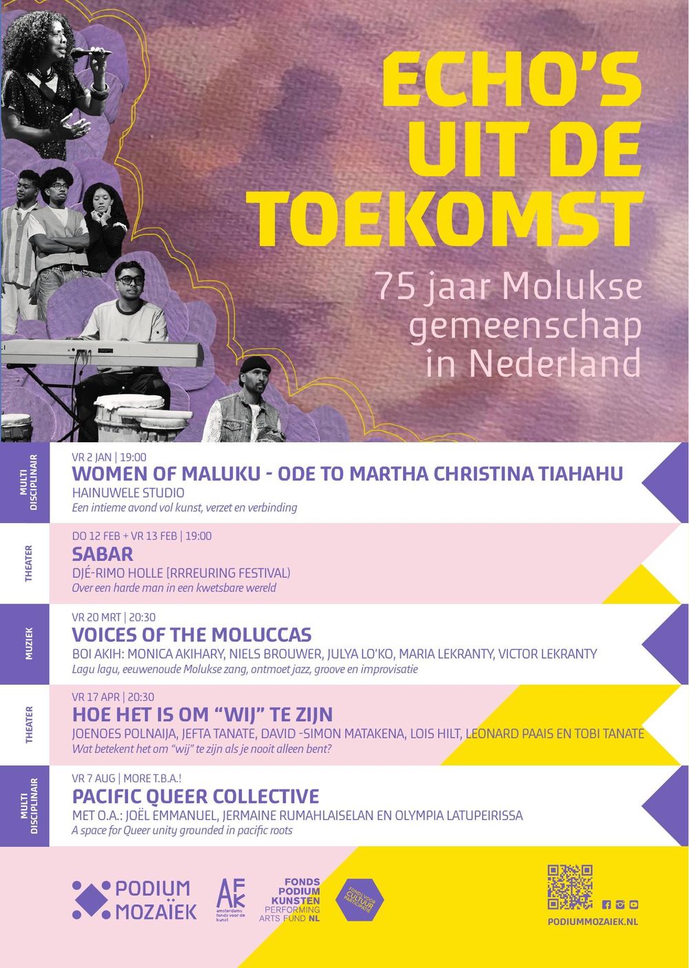 Poster Echo’s uit de toekomst, 75 jaar Molukse gemeenschap in Nederland