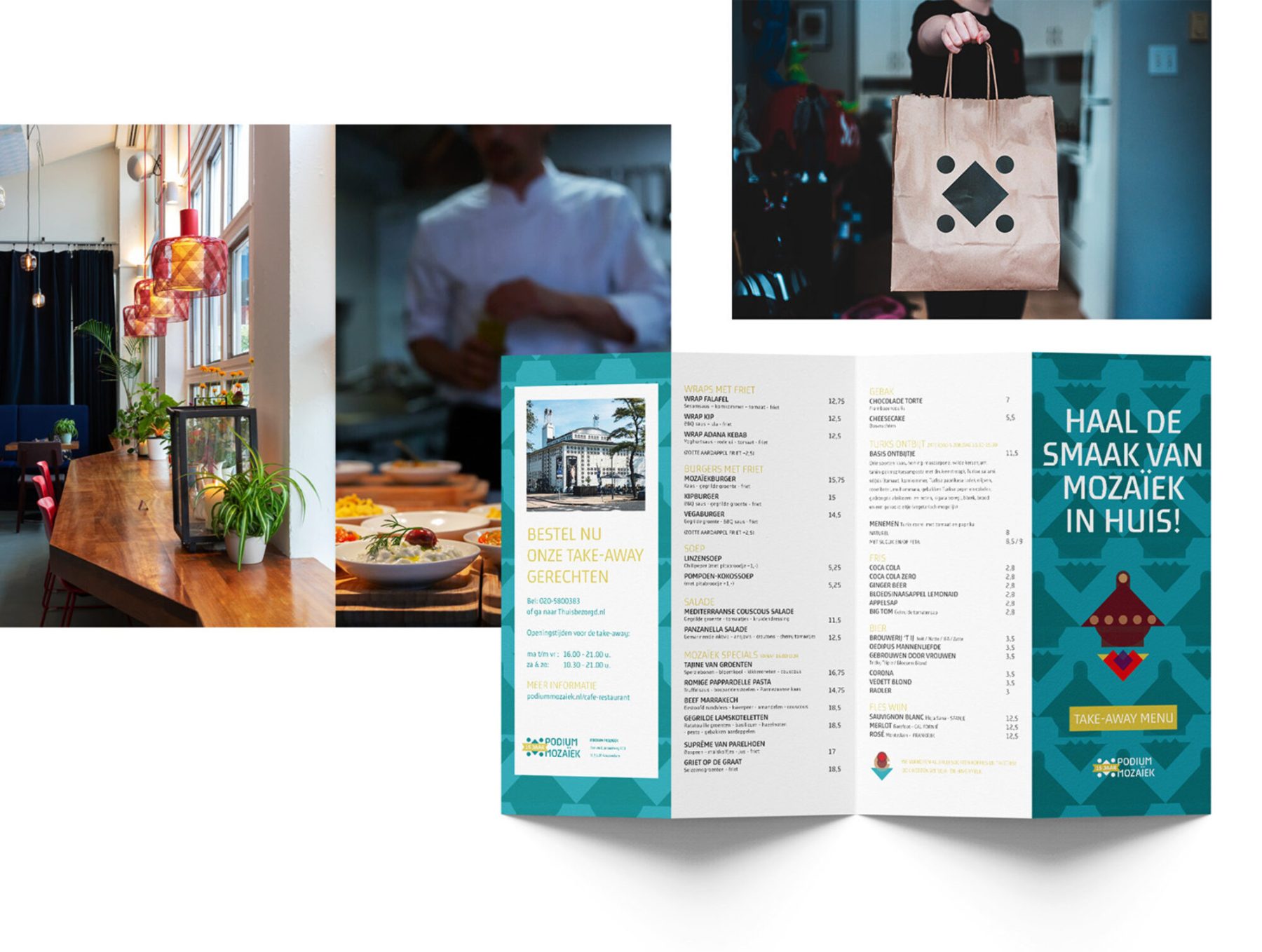 Leaflet voor het café van Podium Mozaïek